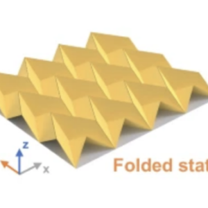 The simulated and measured spectrum over microwave, visible and infrared light of proposed origami metamaterial in its planar and folded states